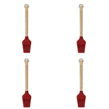 4PK KitchenAid Birchwood Basting Brush Spatula Silicon Cooking Utensil Empire Red