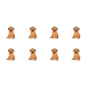 8pc French Mastiff Wooden Key Ring Pendant Hanging Accessory