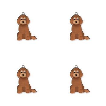 4pc Spoodle Wooden Key Ring Pendant Hanging Accessory