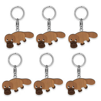 6pc LMD Platypus Wood Handmade Keyring Hanging Bag Accessory