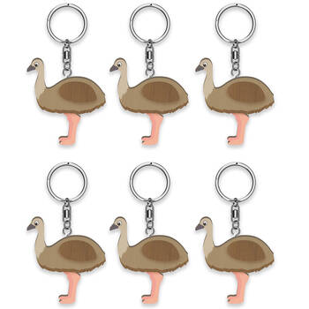 6pc LMD Emu Wood Handmade Keyring Hanging Bag Accessory