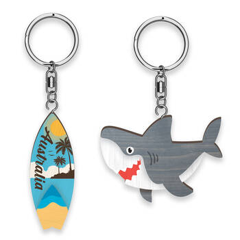 12pc LMD Shark/Surfboard Wood Handmade Keyring Hanging Bag Accessory