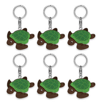 6pc LMD Turtle Wood Handmade Keyring Hanging Bag Accessory