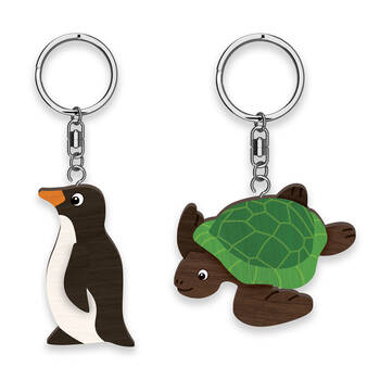12pc LMD Turtle/Penguin Wood Handmade Keyring Hanging Bag Accessory