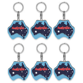 6pc LMD Map Of Australia Wood Handmade Keyring Hanging Bag Accessory