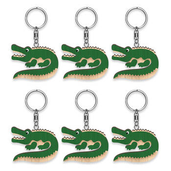 6pc LMD Crocodile Wood Handmade Keyring Hanging Bag Accessory