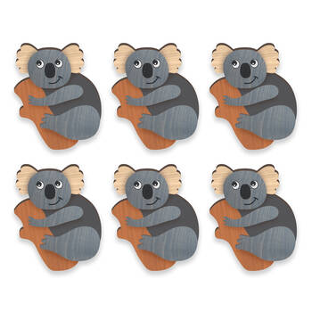 6pc LMD Koala Handmade Wood Ref Magnet Fridge Decor