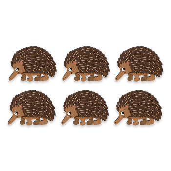 6pc LMD Echidna Handmade Wood Ref Magnet Fridge Decor