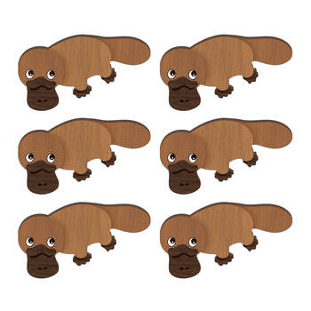 6pc LMD Platypus Handmade Wooden Refrigerator Magnet
