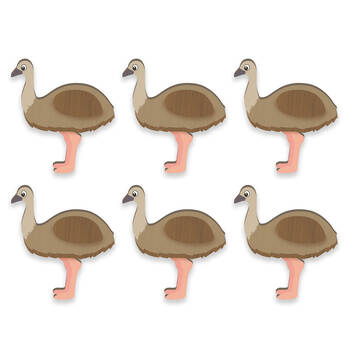 6pc LMD Emu Handmade Wood Ref Magnet Fridge Home Decor