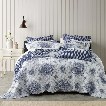 Bianca Amorette French Provincial Inspired Polyester Blue Bedspread King Single