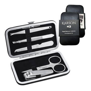 5pc NF Living Karson Manicure Set 11x7 Collection Leather Metal Personal Care