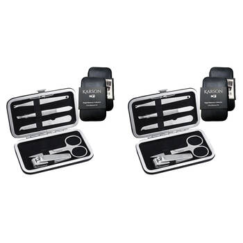 2x 5pc NF Living Karson Manicure Set 11x7 Collection Leather Metal Personal Care