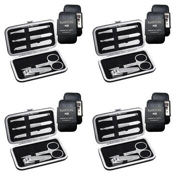 4x 5pc NF Living Karson Manicure Set 11x7 Collection Leather Metal Personal Care