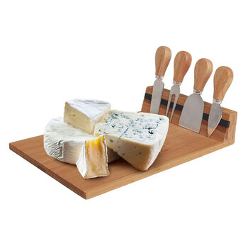 5pc Bamboo Cheese Board & Knife Set