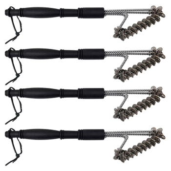 4PK Urban Kitchen BBQ Grill Brush Stainless Steel Leather Strip 39x4x4cm