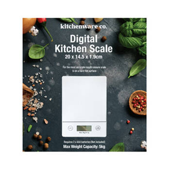 Kitchenware Co Compact Digital Kitchen Scale 5kg Limit 23x16cm