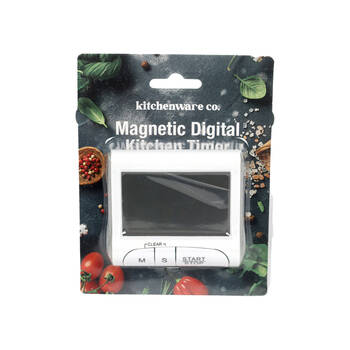 Kitchenware Co Digital Kitchen Timer With Magnet 8x7cm White