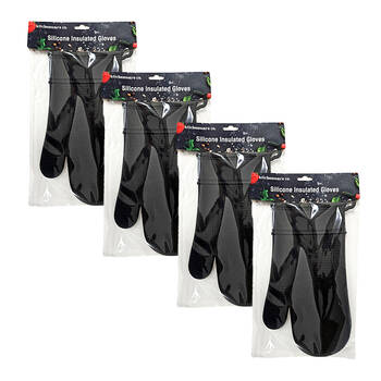 4PK Kitchenware Co Heat-Resistant Silicone Insulated Glove Black