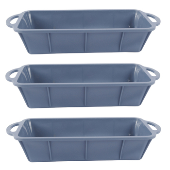 3PK Urban Kitchen Silicone Rectangle Loaf Pan Non-Stick 27x14cm