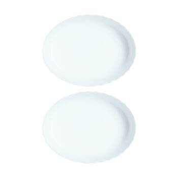 2PK Luminarc Smart Trianon Oval Baking Dish32x24cm Bakeware Opal Glass White
