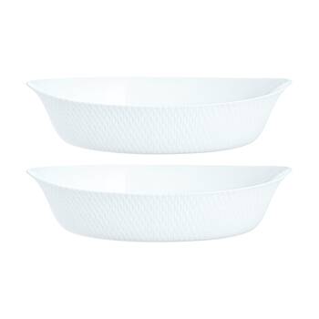 2PK Luminarc Smart Wavy Oval Baking Dish 32x20cm Bakeware Opal Glass White