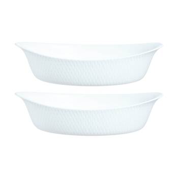 2PK Luminarc Smart Wavy Oval Baking Dish 29x17cm Bakeware Opal Glass White