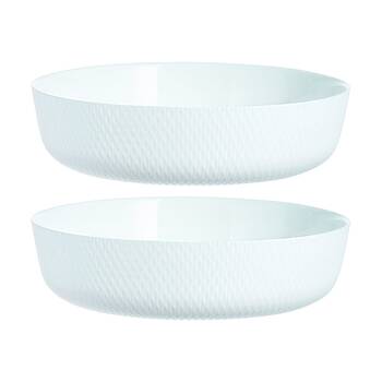 2PK Luminarc Smart Wavy Round Baking Dish 26x7cm Bakeware Opal Glass White