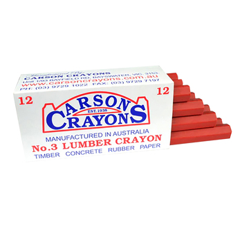 12PK Carson No.3 Lumber/Concrete/Rubber/Paper Builders Crayons Red