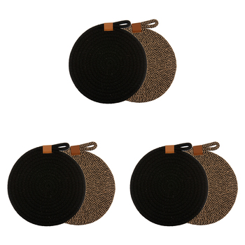 3x 2pc Ladelle Nash Premium Heat-Resistant Trivets - Black