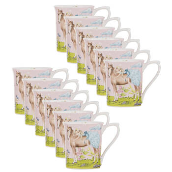 12PK Ashdene My Unicorn New Bone China Drinking Cup Mini Mug 240ml Pink