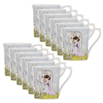 12PK Ashdene My Unicorn New Bone China Drinking Cup Mini Mug 240ml Blue
