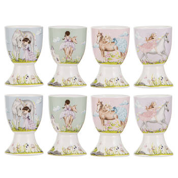 2x 4pc Ashdene My Unicorn Boiled Egg Serving Cup Stand Holder 4.8x7cm