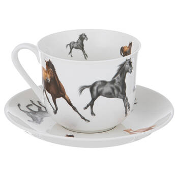 2pc Ashdene Horses By Charlotte Coffee Tea Cup & Saucer 17.5x9.3cm