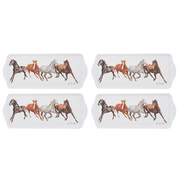 4PK Ashdene Horses By Charlotte Rectangular Serving Sandwich Tray 38x16.5cm