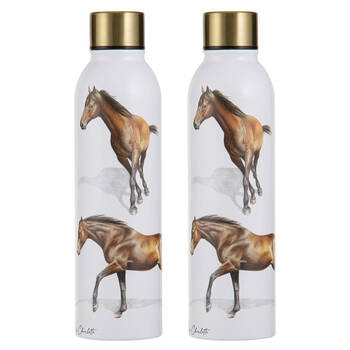 2x Ashdene Horses By Charlotte Bay Drink Bottle Water Flask 6.8x24.5cm