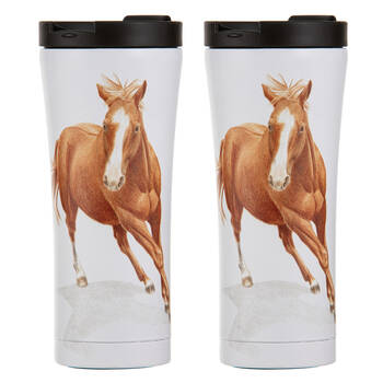 2x Ashdene Horses By Charlotte Chestnut Travel Mug Water Flask 9.2x20cm