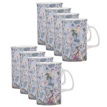 8PK Ashdene Enchanted Forest New Bone China Drinking Can Mug 370ml Blue