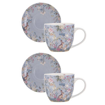 2x 2pc Ashdene Enchanted Forest Fine Bone China Coffee Tea Cup & Saucer 260ml