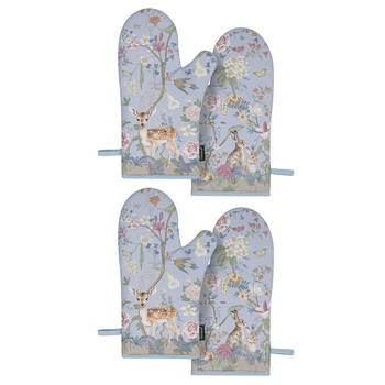 2x 2pc Ashdene Enchanted Forest Kitchen Gloves Oven Mitts Pot Holder 19.5x33cm