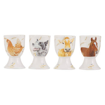 4pc Ashdene Farmyard Faces 2 Boiled Egg Serving Cup Stand Holder 5x6.5cm