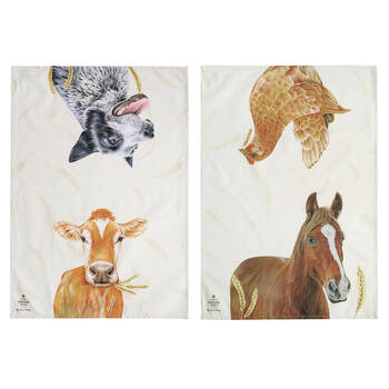 2pc Ashdene Farmyard Faces 2 Cleaning Kitchen Towel Dishcloth 70x50cm