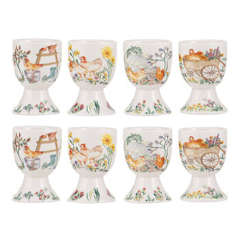 2x 4pc Ashdene Garden Hens Boiled Egg Serving Cup Stand Holder 5x6.5cm