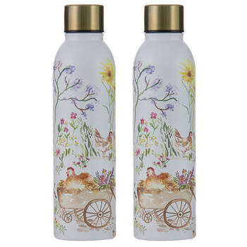 2x Ashdene Garden Hens Drinking Bottle Water Flask Tumbler 6.8x24.5cm