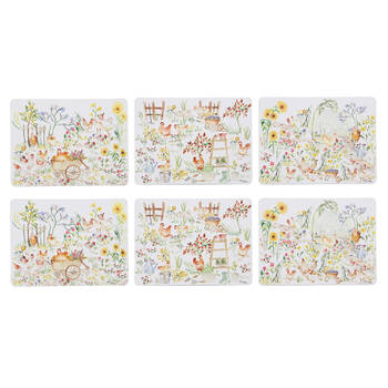 6pc Ashdene Garden Hens Rectangle Kitchen Dining Table Placemat 29x21.5cm