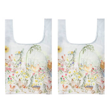 2x Ashdene Reusable Garden Hens Grocery Storage Shopping Bag 36x64cm