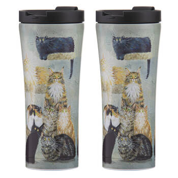 2x Ashdene Kim's Cats Claws Travel Mug Coffee Water Flask Tumbler 9.2x20cm