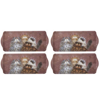 4PK Ashdene Kim's Cats Friends Family Rect Serving Sandwich Tray 38x16.5cm