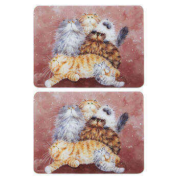 2x Ashdene Kim's Cats Friends Family Kitchen Mat Surface Protector 30x40cm