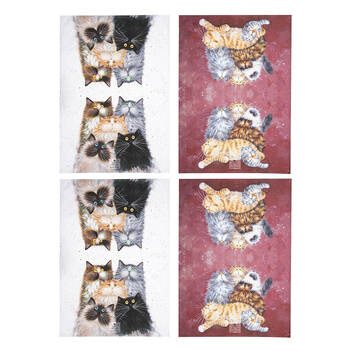 2x 2pc Ashdene Kim's Cats Fluffy Friends Kitchen Towel Dishcloth 70x50cm